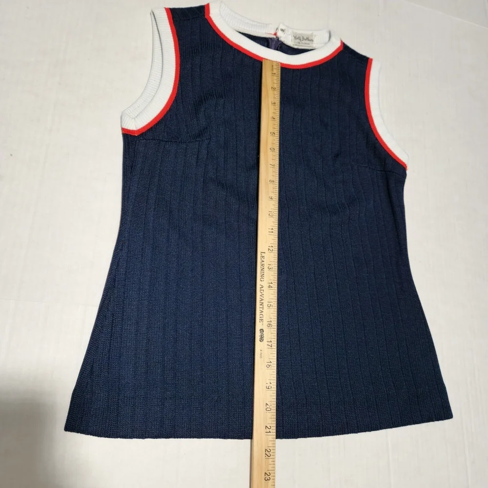 Iconic Wolf Brothers Of Florida Blue Cardigan Red White Stripes Pockets Size 14